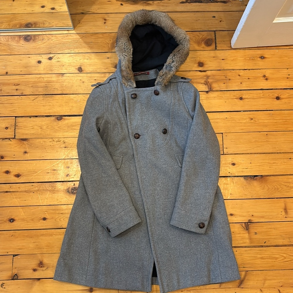 Comptoir des Cotonniers Grey Coat with Hood